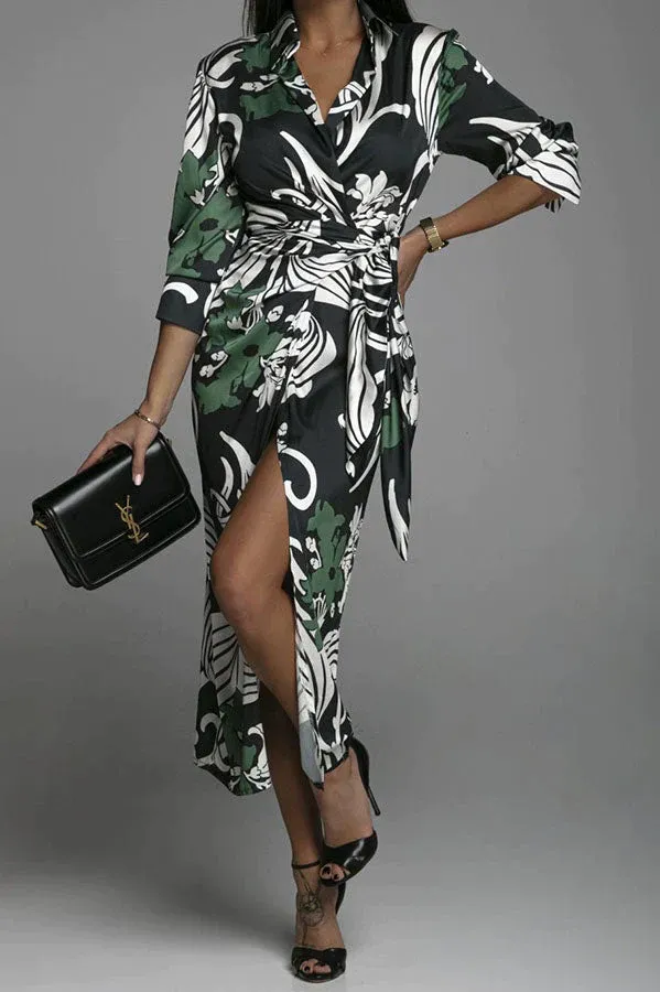 Jean - Printed shirt midi dress