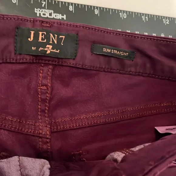 JEN 7 by 7 for all mankind size 4 jeans wine/ maroon  highwaist straight leg