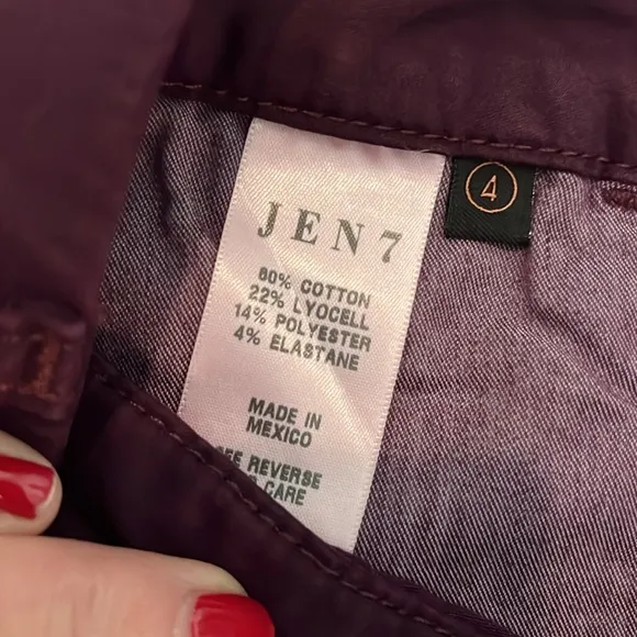 JEN 7 by 7 for all mankind size 4 jeans wine/ maroon  highwaist straight leg