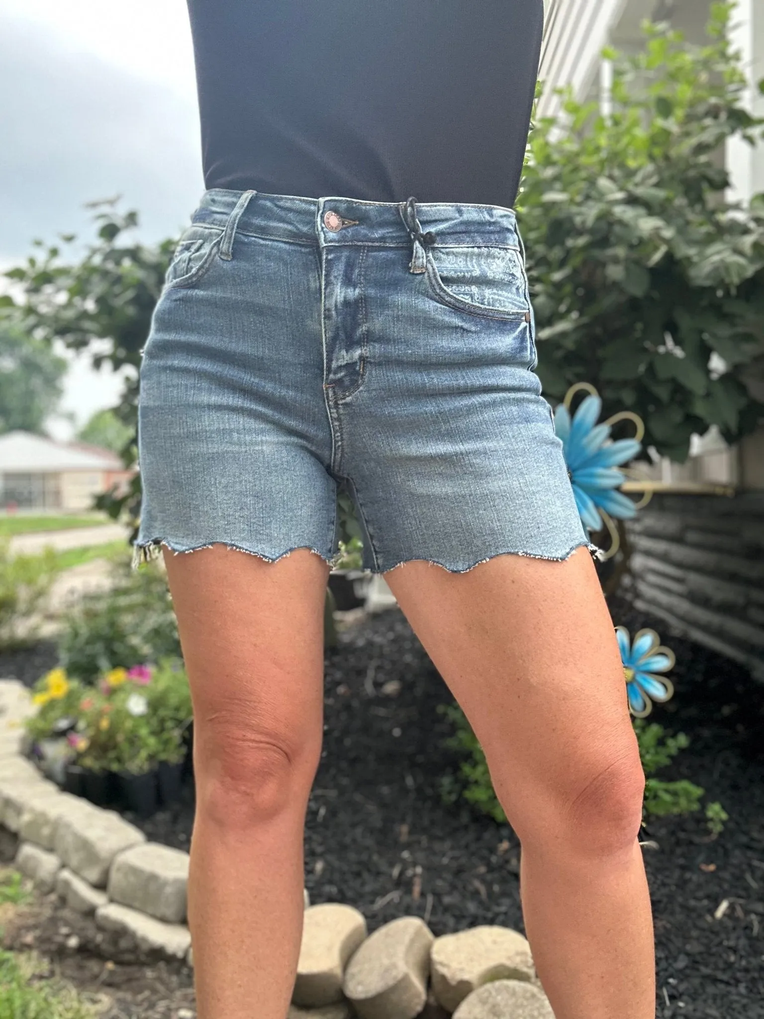 Judy Blue Mid-Rise Paisley Bandana Shorts