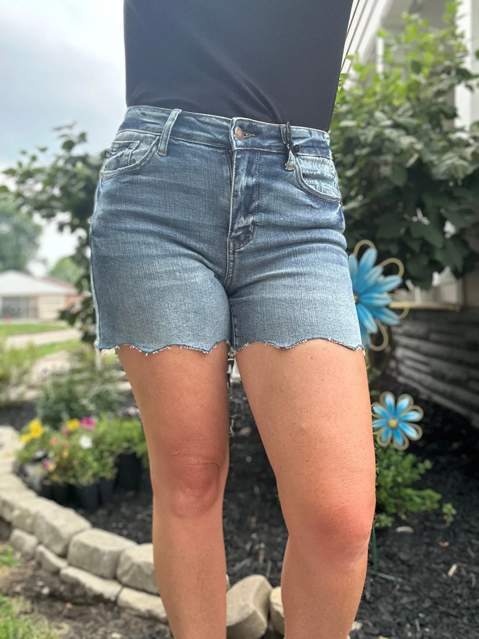 Judy Blue Mid-Rise Paisley Bandana Shorts