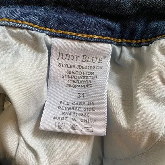 Judy Blue Relaxed Fit Mid Rise Straight Leg Denim Jeans 31