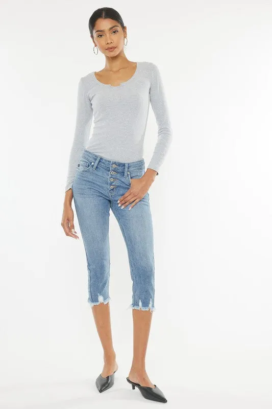 Kan Can - Mid Rise Capri Jean Pants