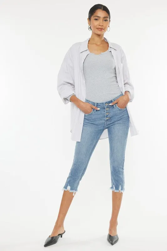 Kan Can - Mid Rise Capri Jean Pants