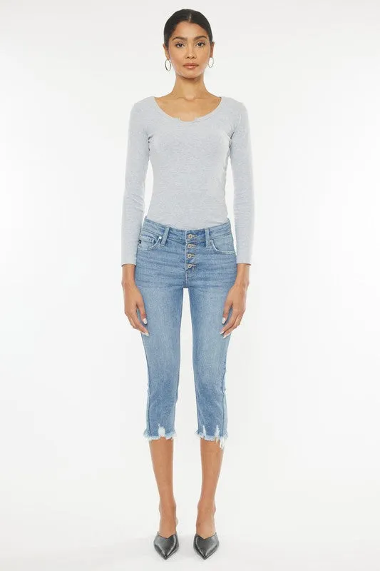 Kan Can - Mid Rise Capri Jean Pants