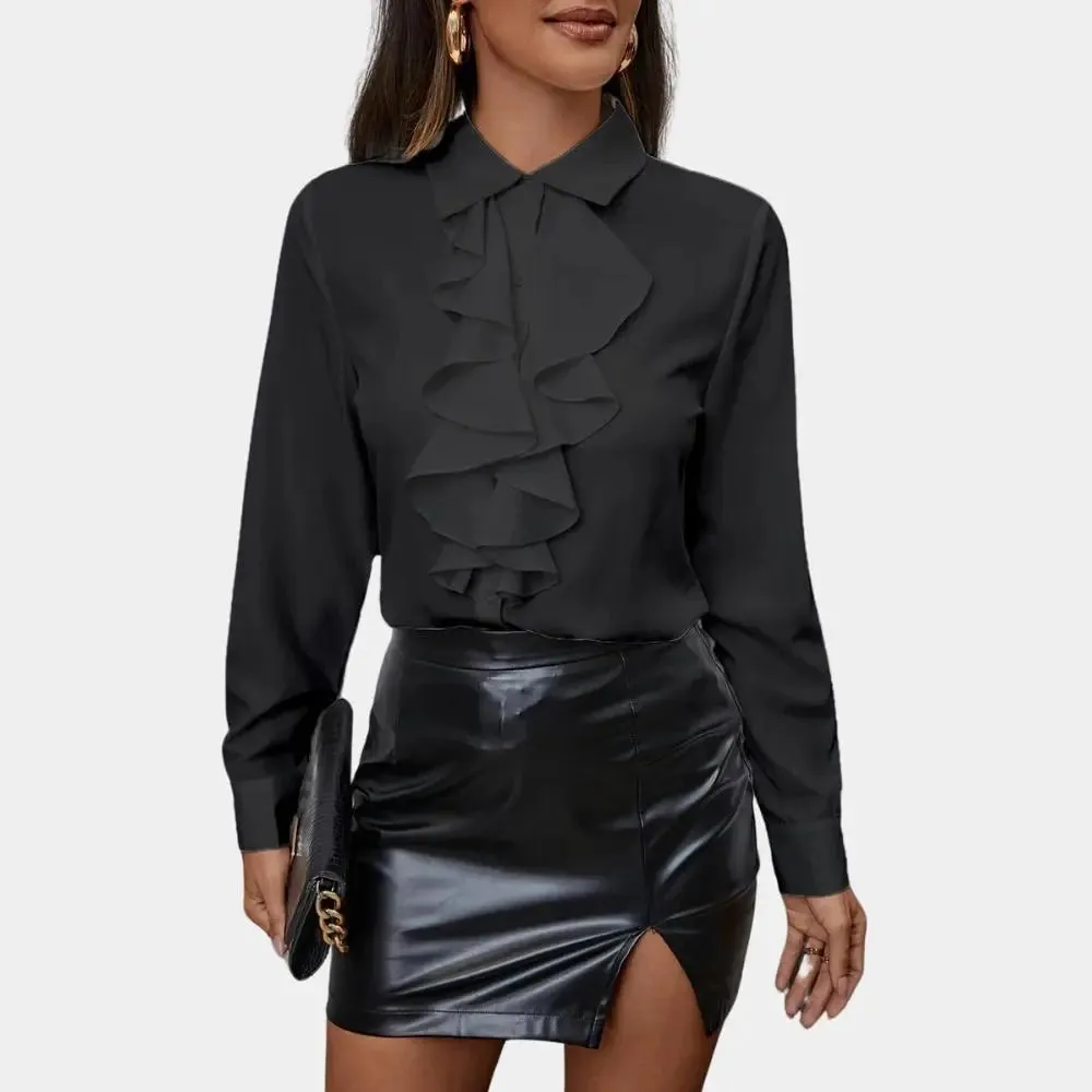 Ketty - Classic Ruffle Detail Woman's Blouse