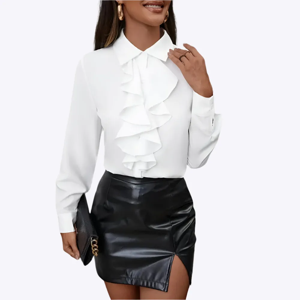 Ketty - Classic Ruffle Detail Woman's Blouse