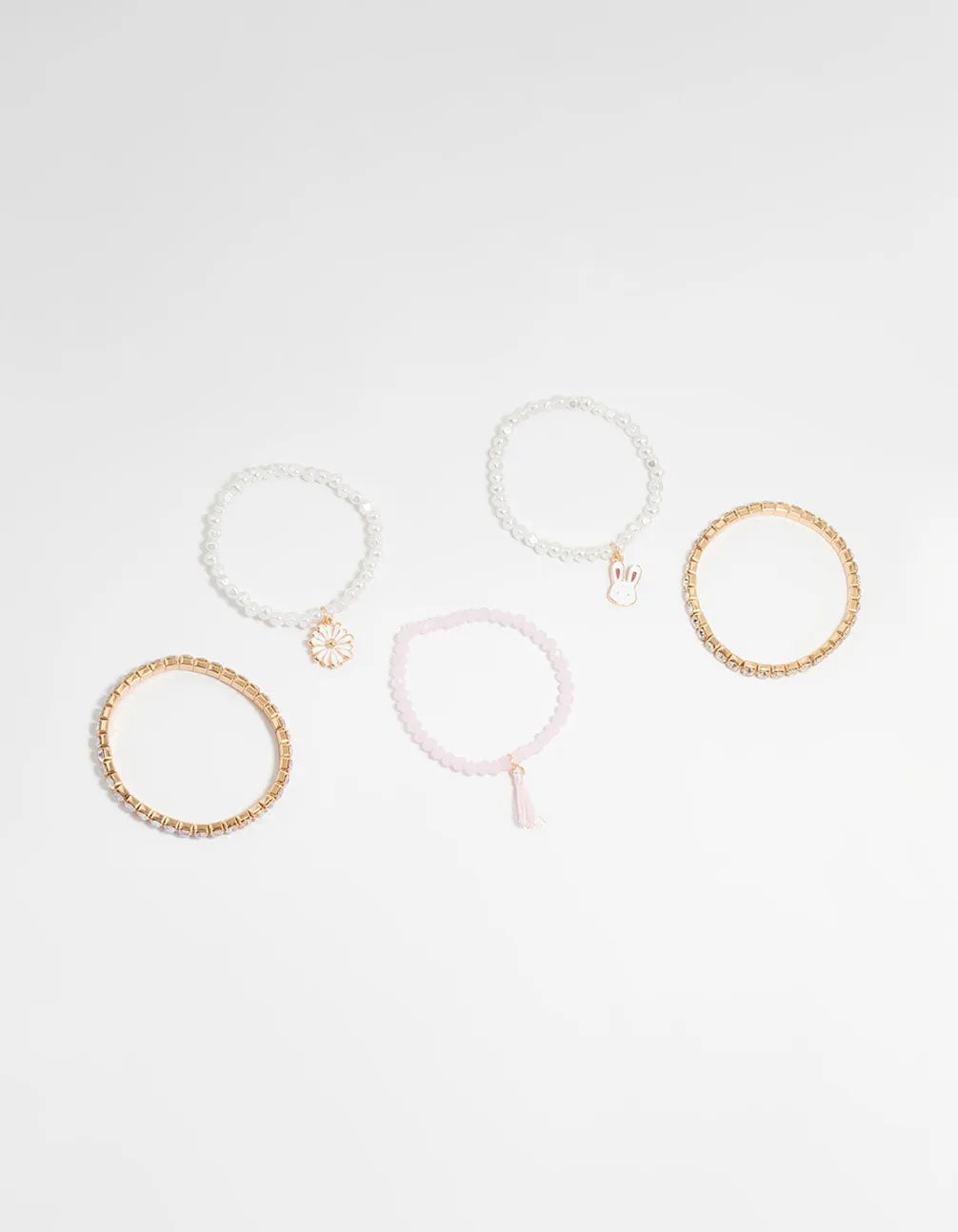 Kids Gold Cupchain & Bunny Bracelets 5-Pack