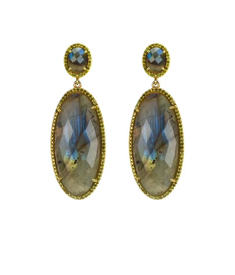 Labradorite Oval Drop Earrings
