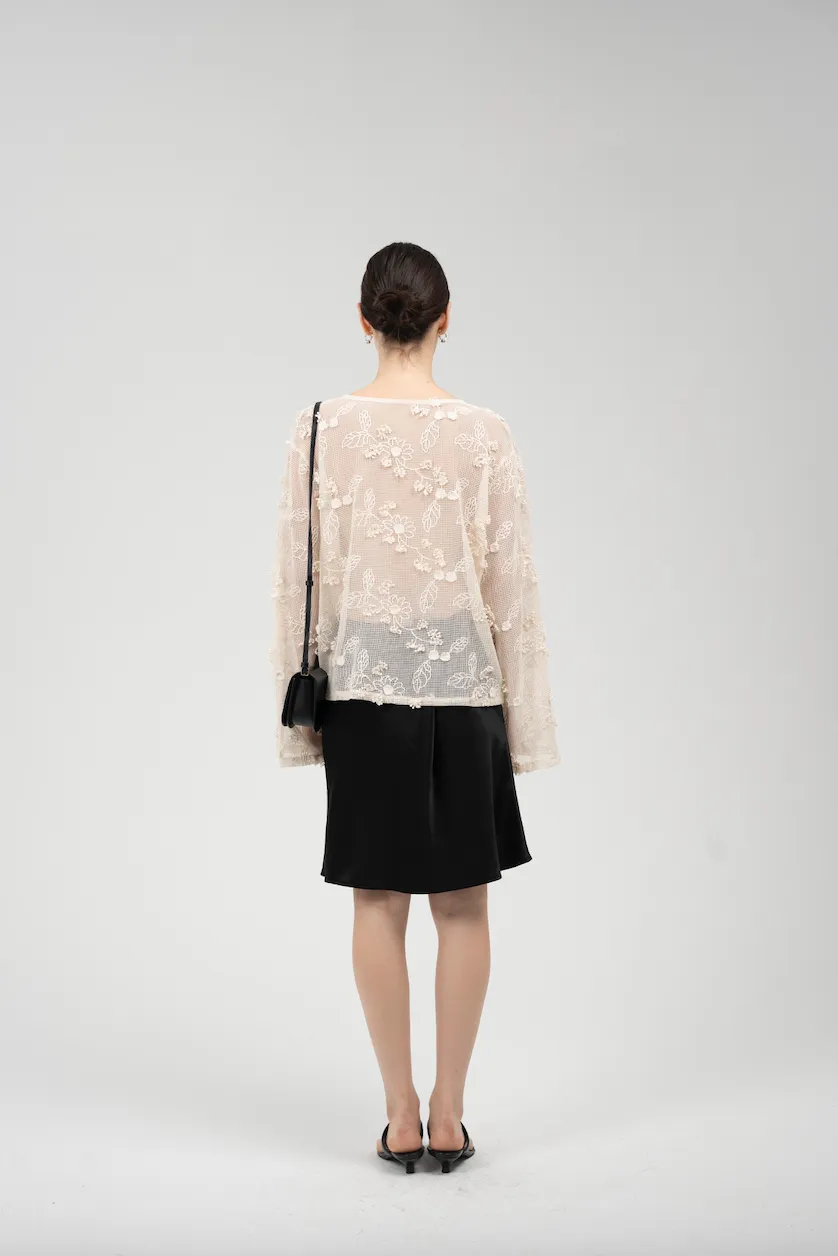 Lace appliqué blouse