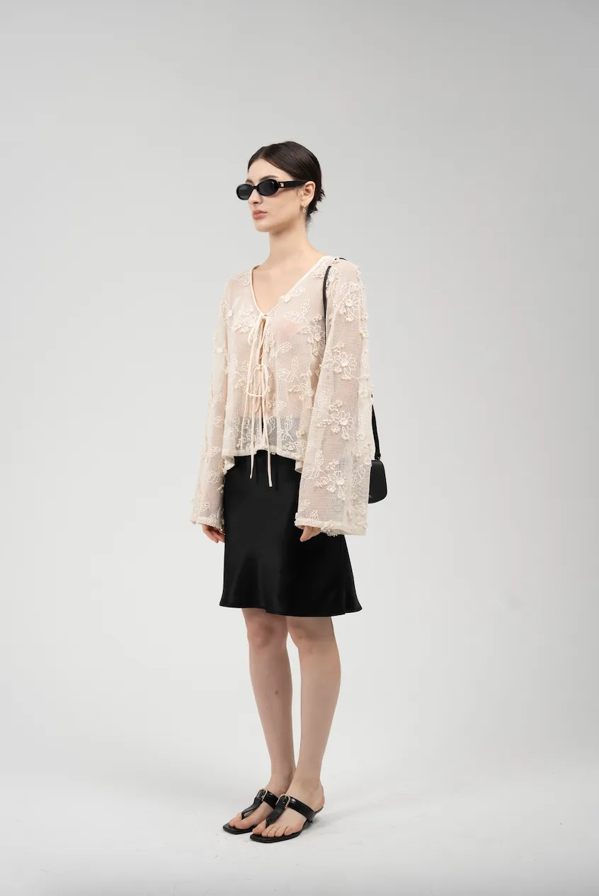 Lace appliqué blouse