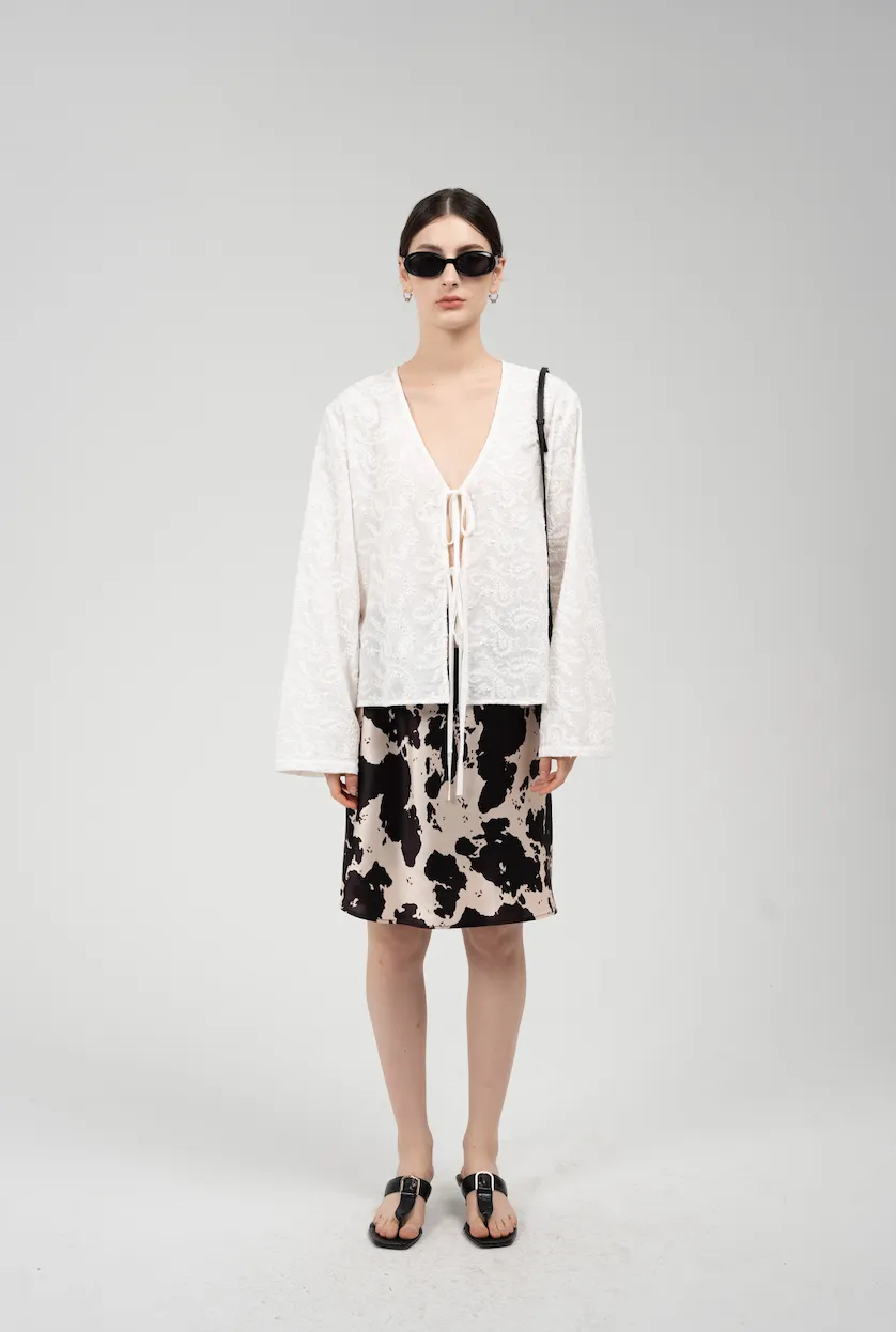 Lace appliqué blouse