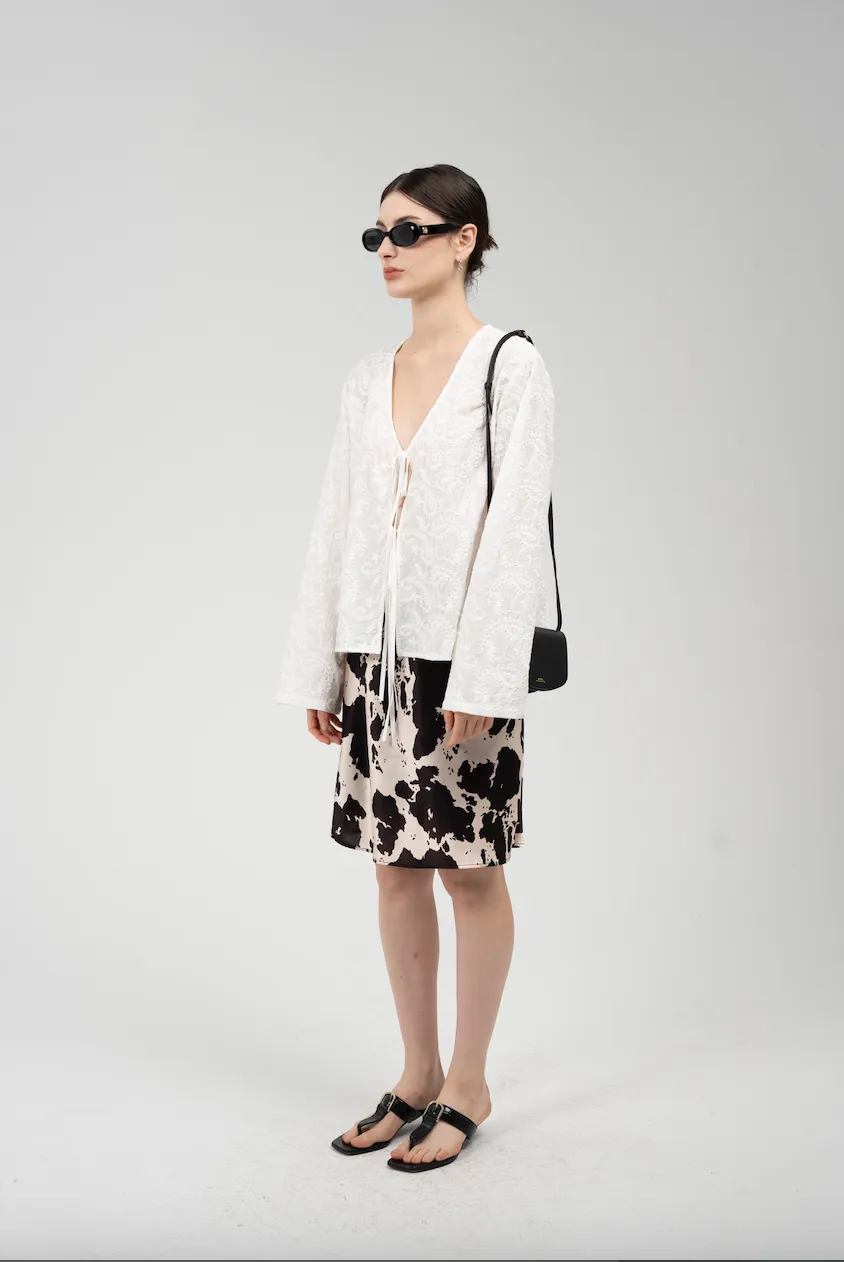 Lace appliqué blouse