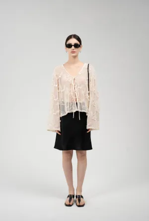 Lace appliqué blouse
