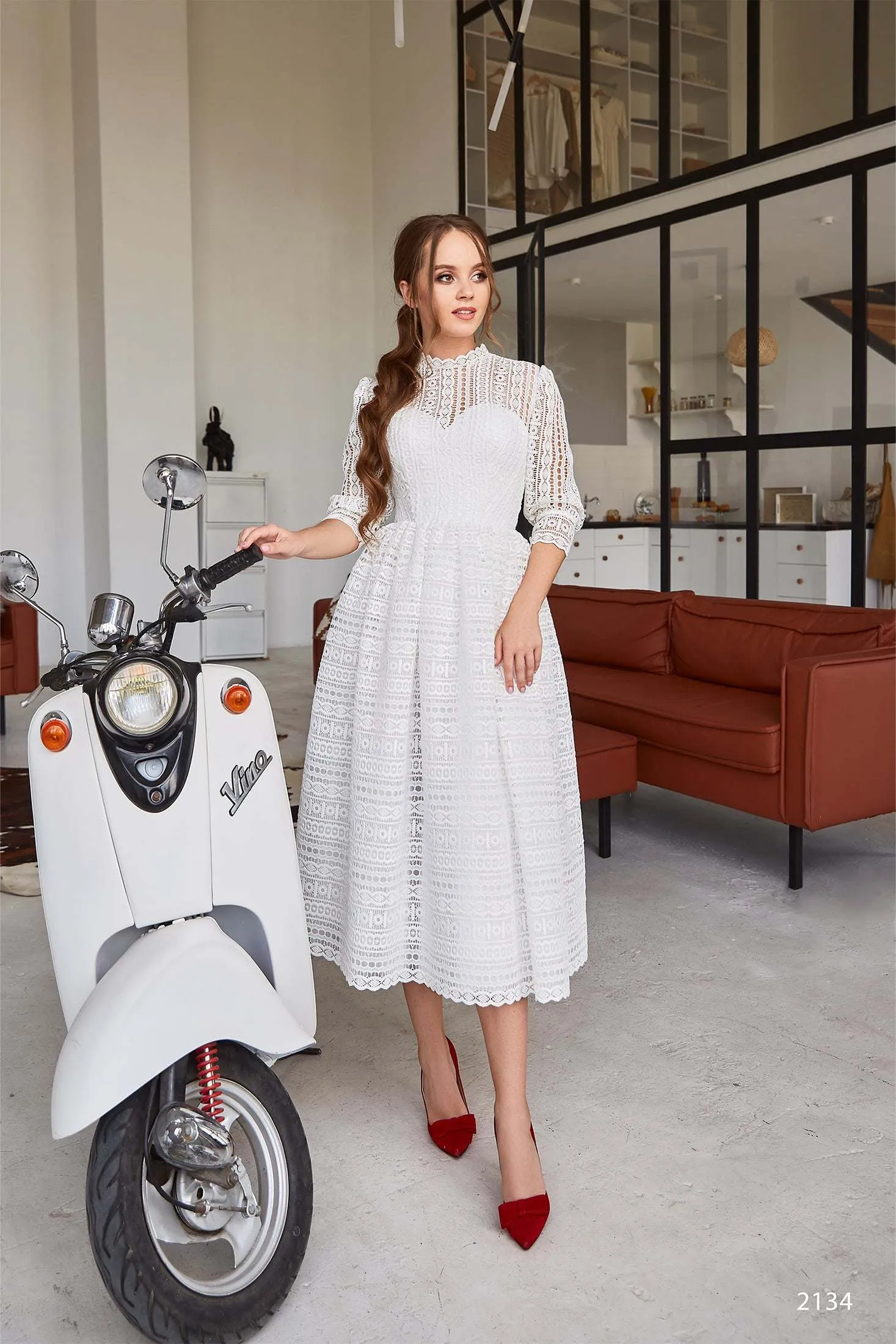 Lace midi cocktail dress | Modest formal dresses short | KatrinFAVOR