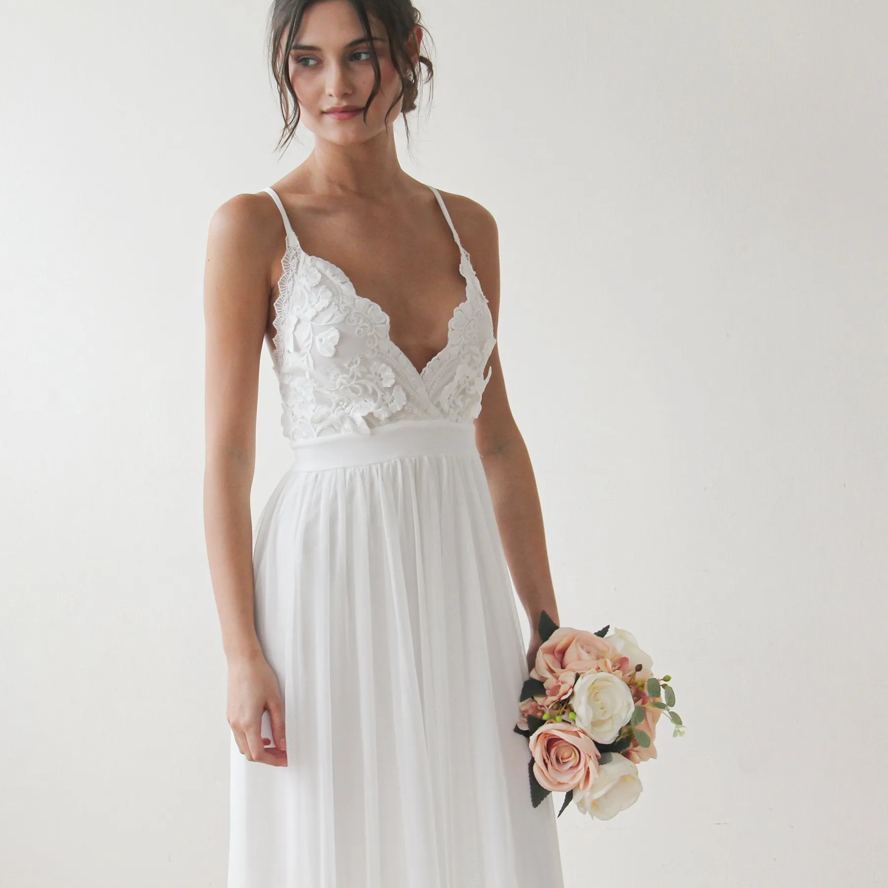 Lace spaghetti straps dress  #1188