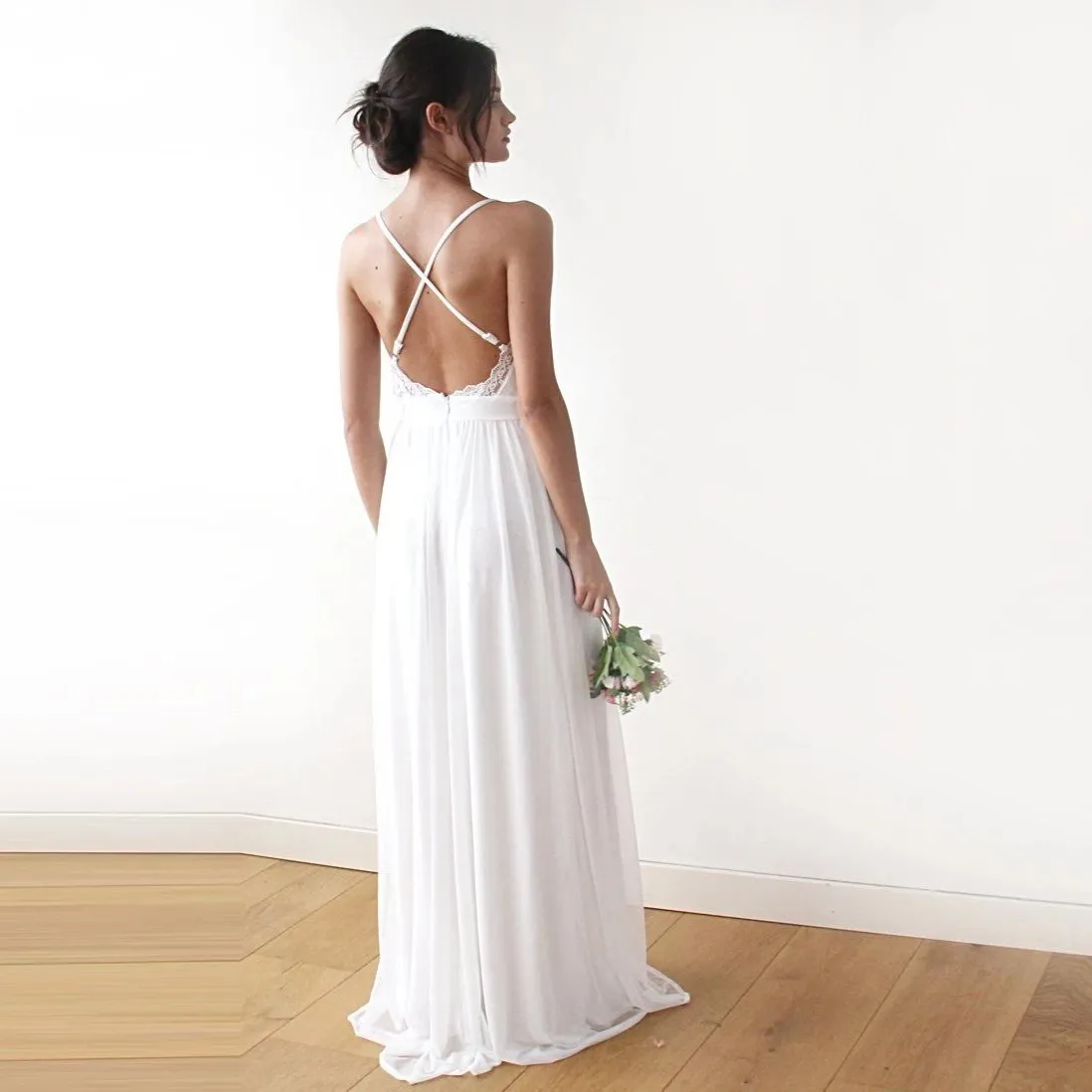 Lace spaghetti straps dress  #1188