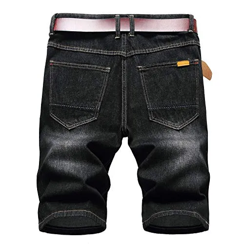 LAMKUKU Men’s Denim Shorts for Men Ripped Short Jeans Summer (32,Black)