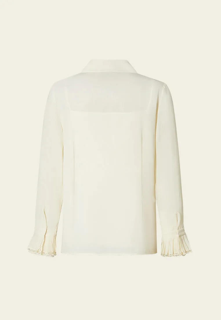 Lapel Ruffle-trim Chiffon Blouse