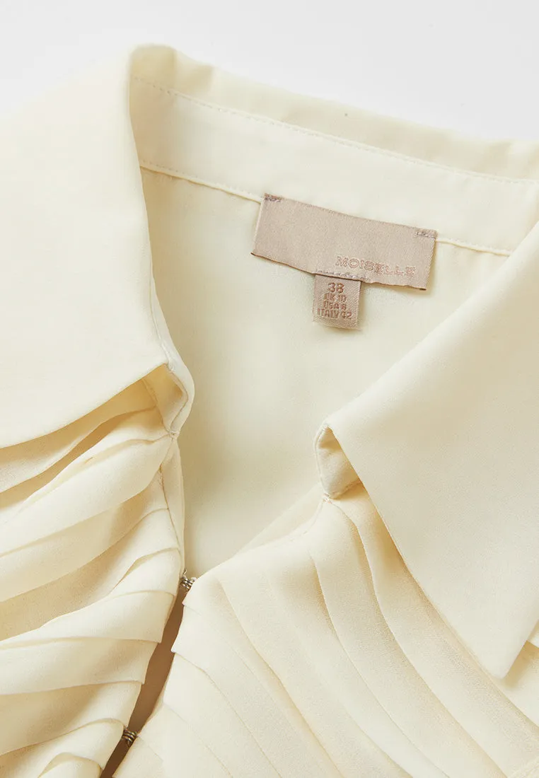 Lapel Ruffle-trim Chiffon Blouse