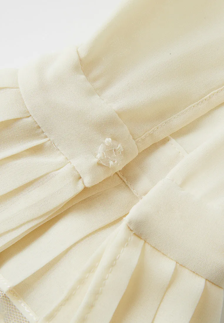 Lapel Ruffle-trim Chiffon Blouse