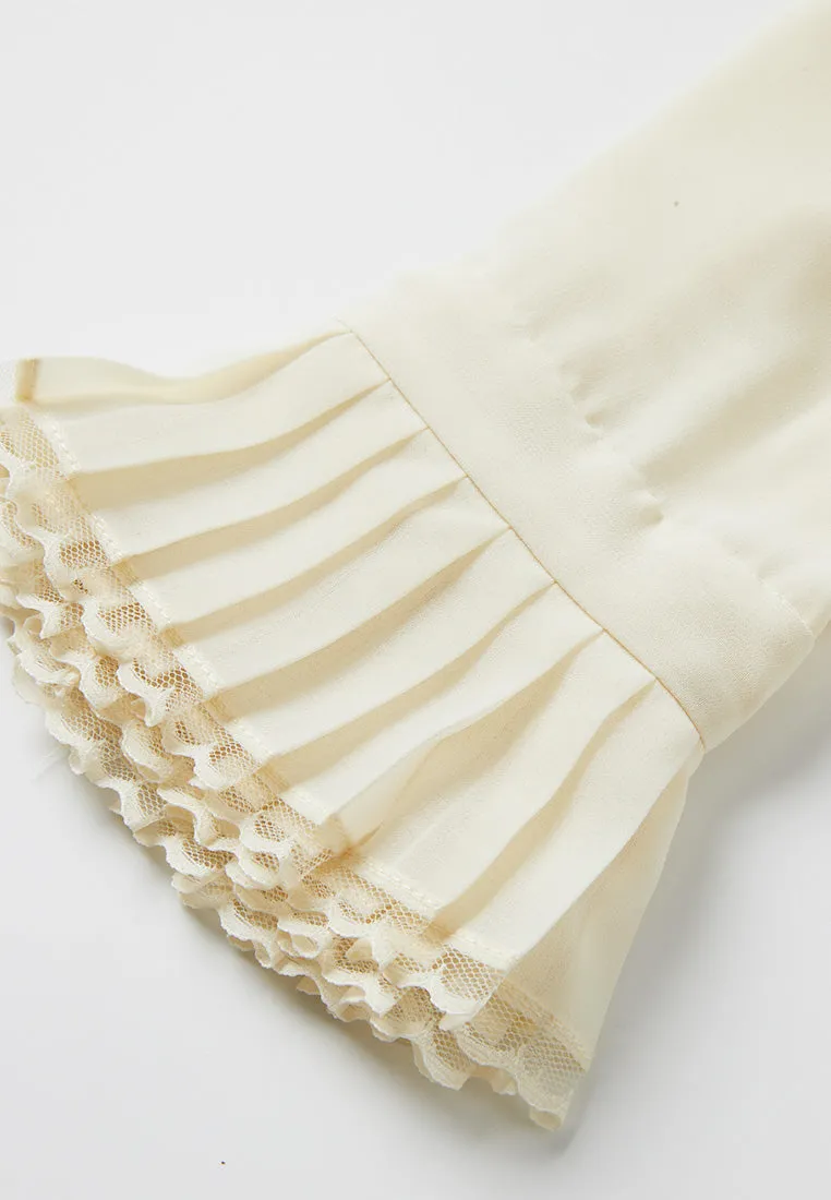 Lapel Ruffle-trim Chiffon Blouse