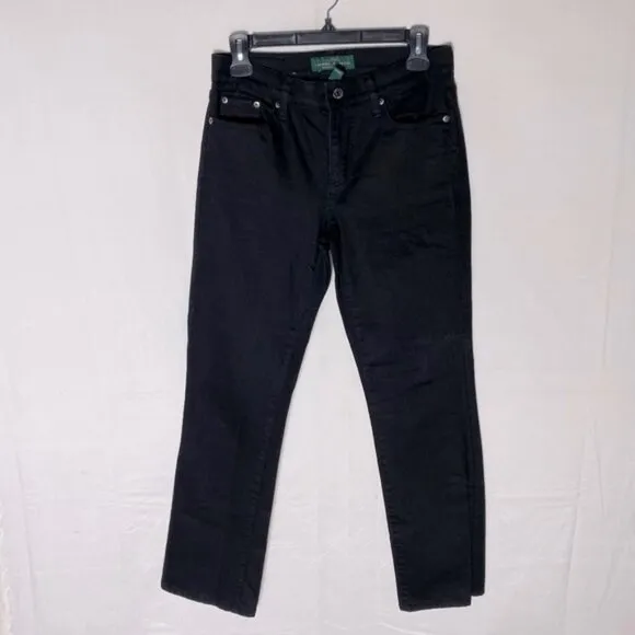 Lauren Ralph Lauren Black Mid Rise Straight Leg Jeans 2