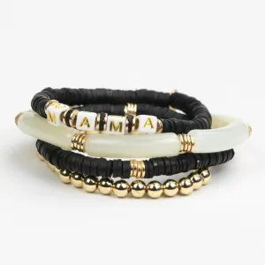 Le La Lo Mama Tubular Beaded Bracelet Set - Ladies Black