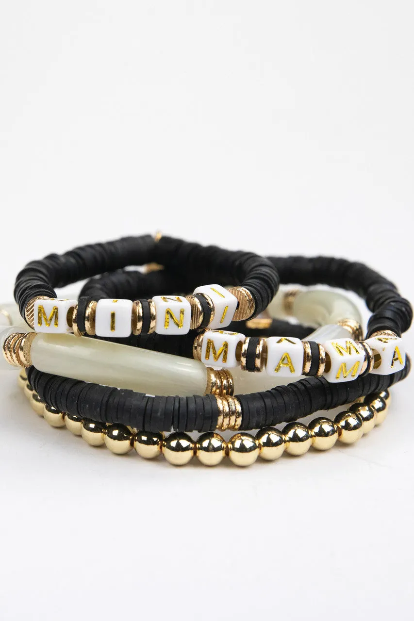 Le La Lo Mama Tubular Beaded Bracelet Set - Ladies Black
