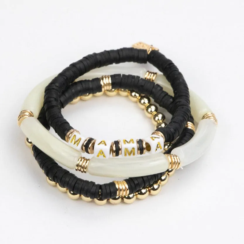 Le La Lo Mama Tubular Beaded Bracelet Set - Ladies Black
