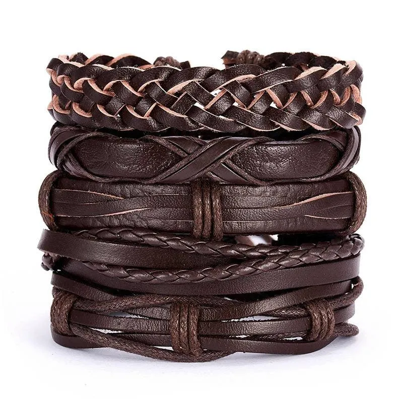 Leather Braid Bracelets Handmade Rope Wrap Bracelet