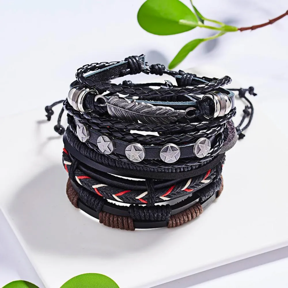 Leather Braid Bracelets Handmade Rope Wrap Bracelet