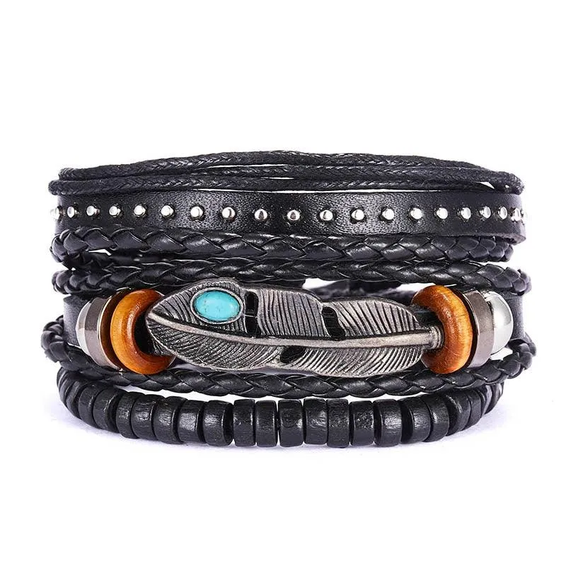 Leather Braid Bracelets Handmade Rope Wrap Bracelet
