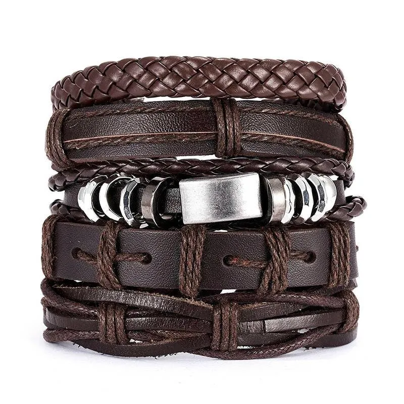 Leather Braid Bracelets Handmade Rope Wrap Bracelet