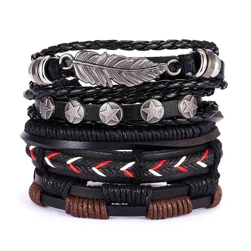 Leather Braid Bracelets Handmade Rope Wrap Bracelet