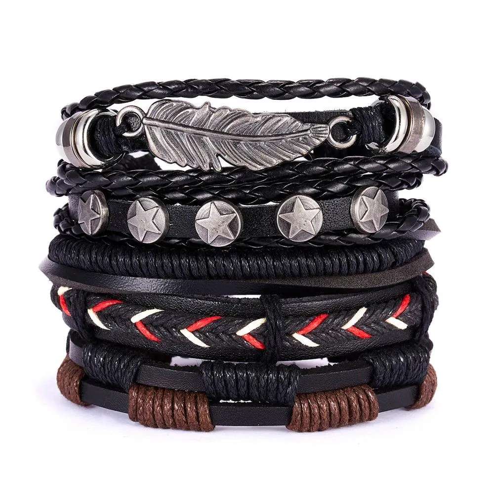 Leather Braid Bracelets Handmade Rope Wrap Bracelet
