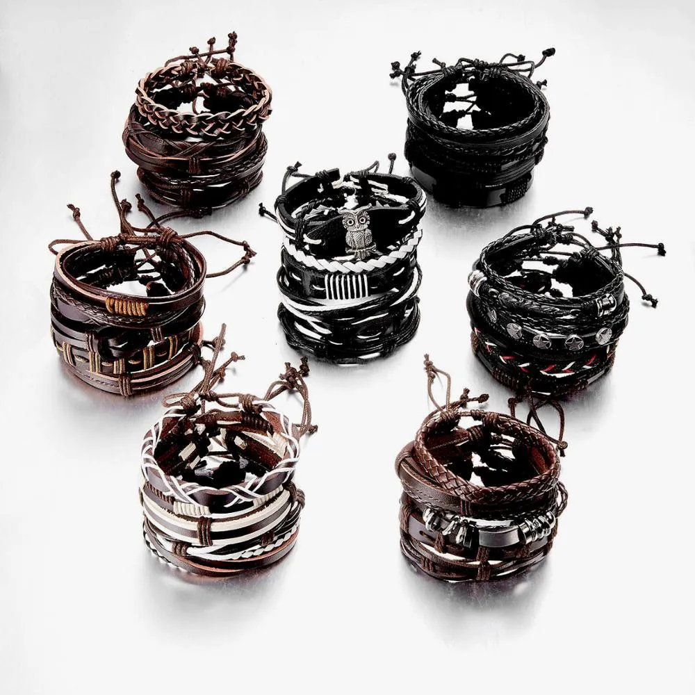 Leather Braid Bracelets Handmade Rope Wrap Bracelet
