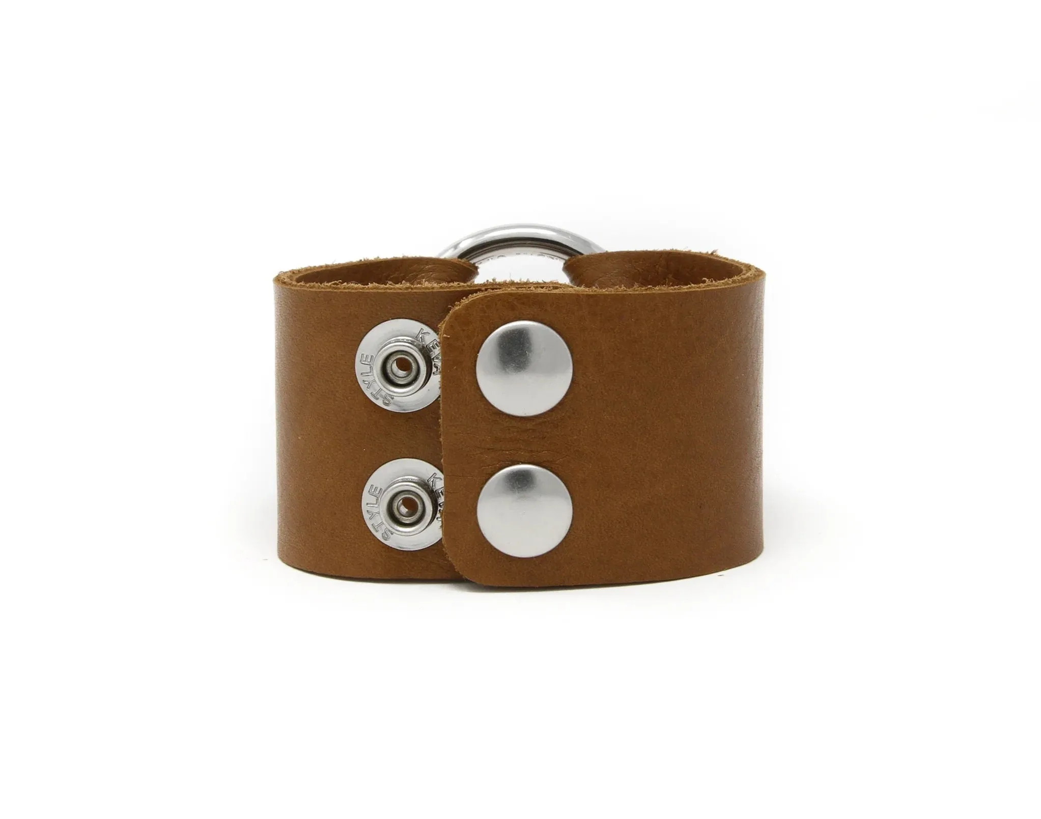 Leather snap cuff - 1.5 inch wide