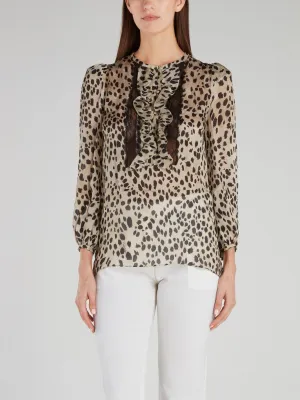 Leopard Print Ruffle Shirt