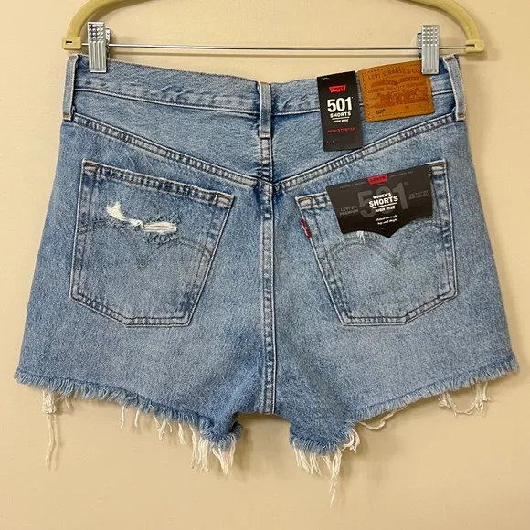 LEVI'S 501 HIGH RISE DENIM SHORTS - MEDIUM BLUE