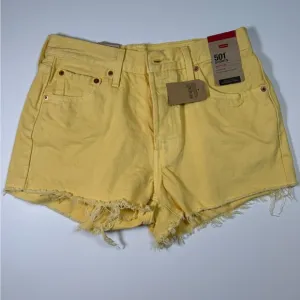 Levi's 501 Women's Yellow Denim High Rise Shorts size 28
