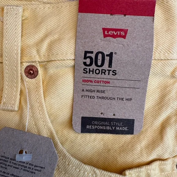 Levi's 501 Women's Yellow Denim High Rise Shorts size 28