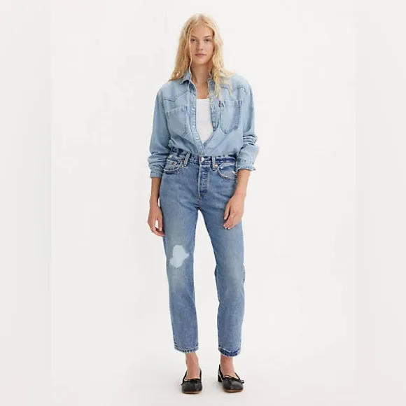 LEVI’s Premium 501® ORIGINAL CROPPED WOMEN'S JEANS -Mega Vibe-Medium Wash-28x28