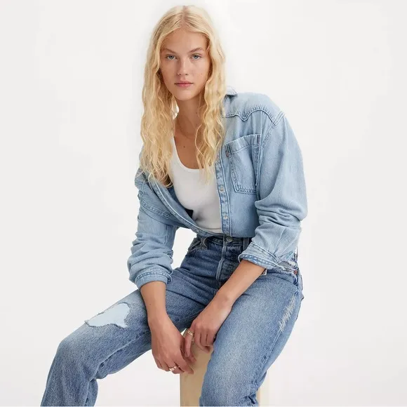 LEVI’s Premium 501® ORIGINAL CROPPED WOMEN'S JEANS -Mega Vibe-Medium Wash-28x28