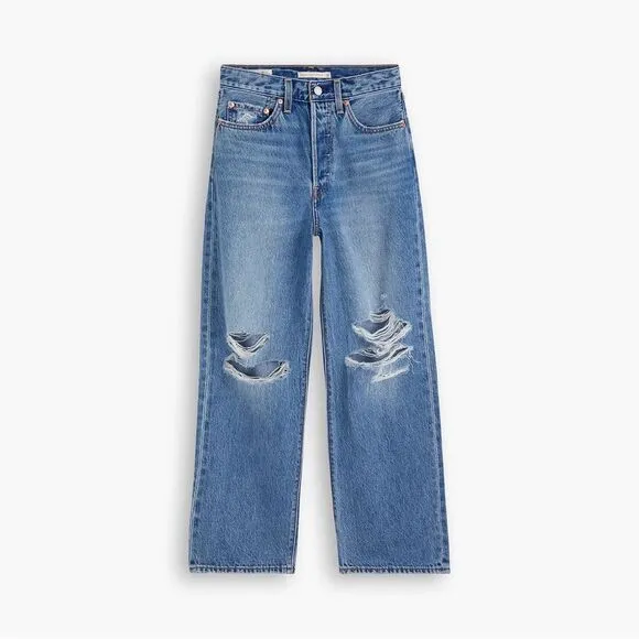 Levi's Ribcage Straight Ankle Jeans Size 24 Button fly distressed