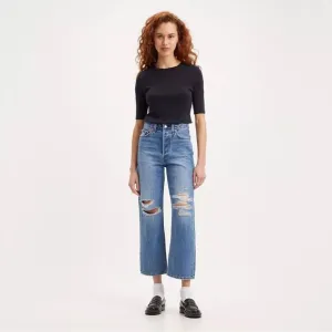 Levi's Ribcage Straight Ankle Jeans Size 24 Button fly distressed