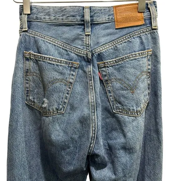 Levi's Ribcage Straight Ankle Jeans Size 24 Button fly distressed