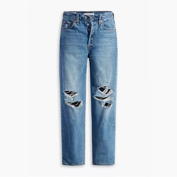 Levi's Ribcage Straight Ankle Jeans Size 24 Button fly distressed