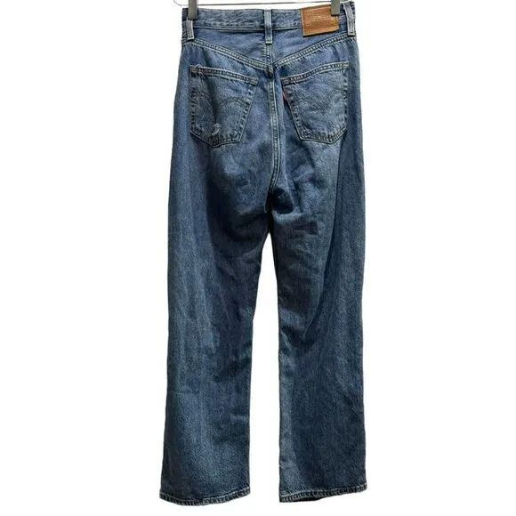 Levi's Ribcage Straight Ankle Jeans Size 24 Button fly distressed