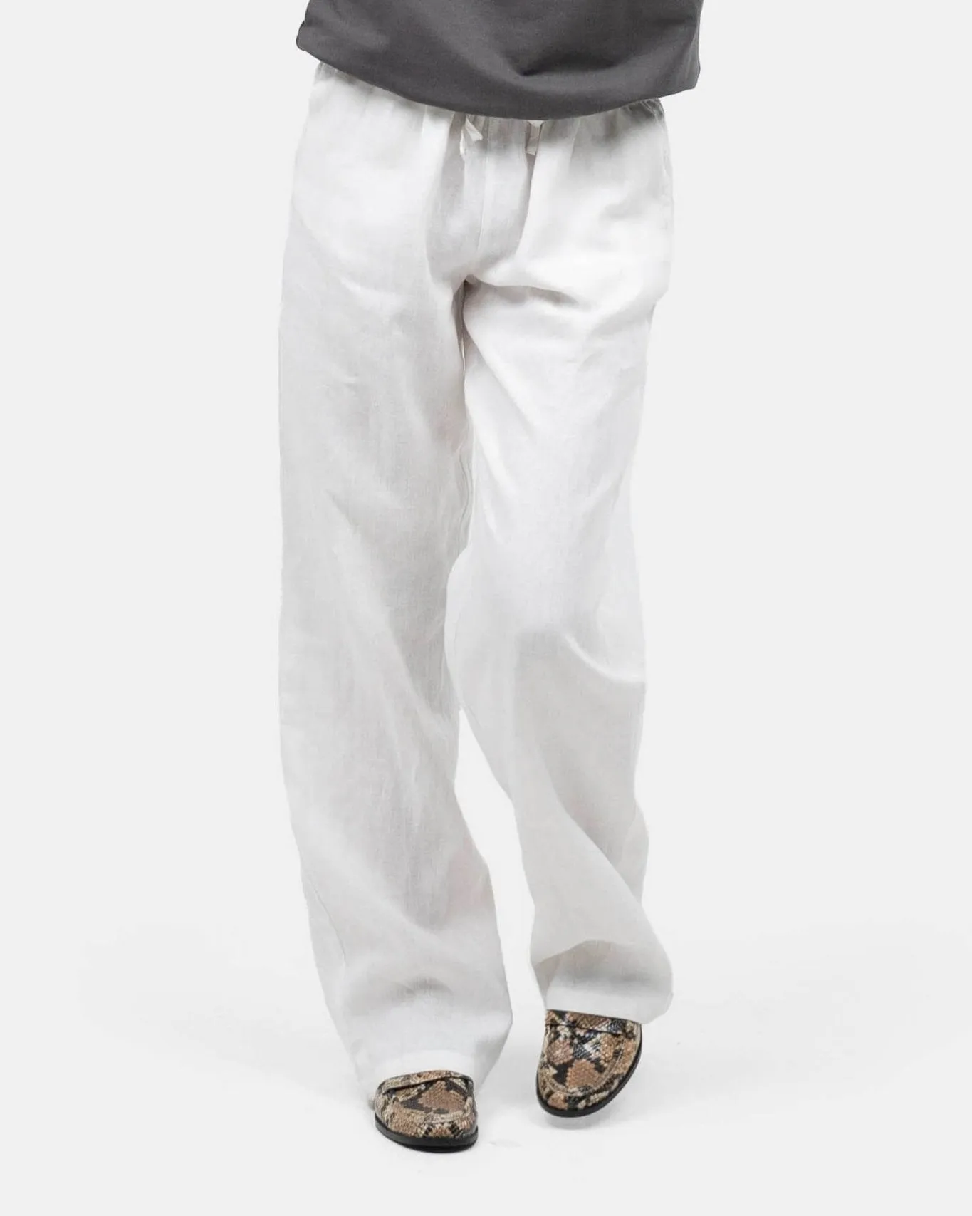 Linen Pants High-waisted White
